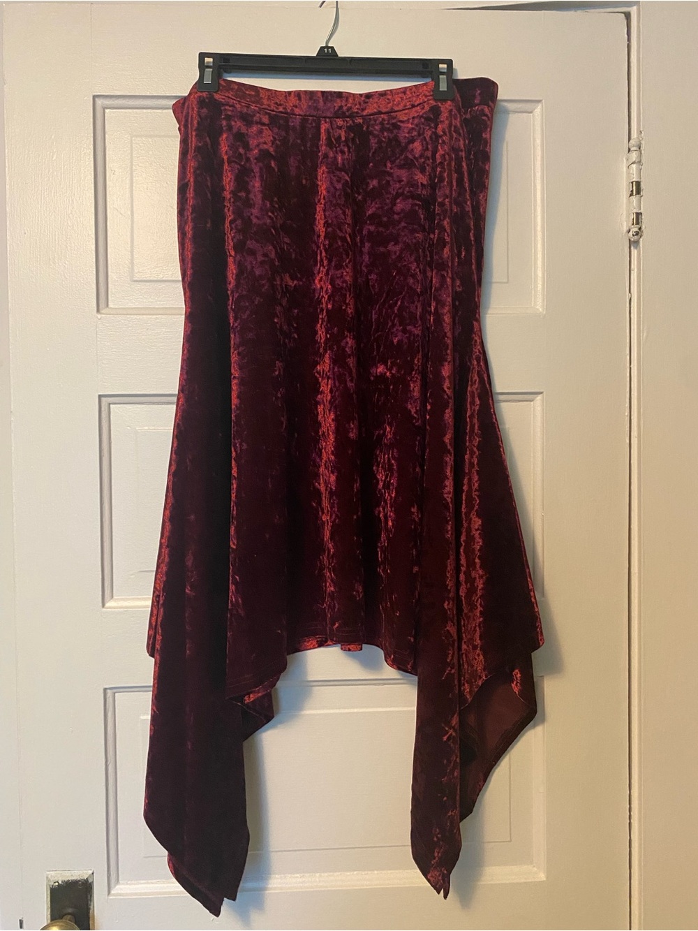 Killstar Crushed Velvet Burgundy midi Skirt